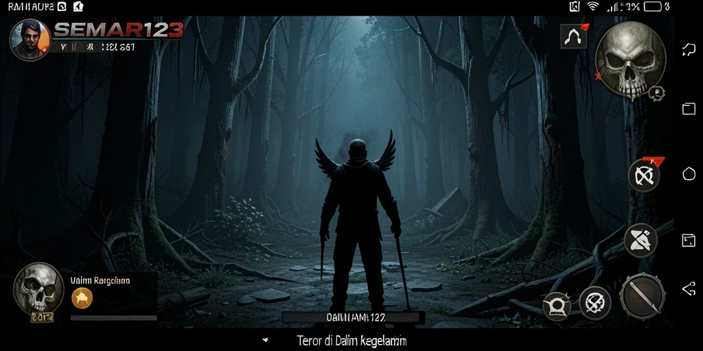 Tangkapan layar gameplay SEMAR123 menampilkan suasana mencekam yang menarik.